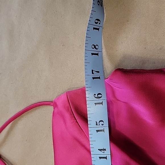 H&M Size L "Cerise" (Bright Pink) Satin Corset Top Adjustable Straps, Drape Neck - Picture 7 of 11